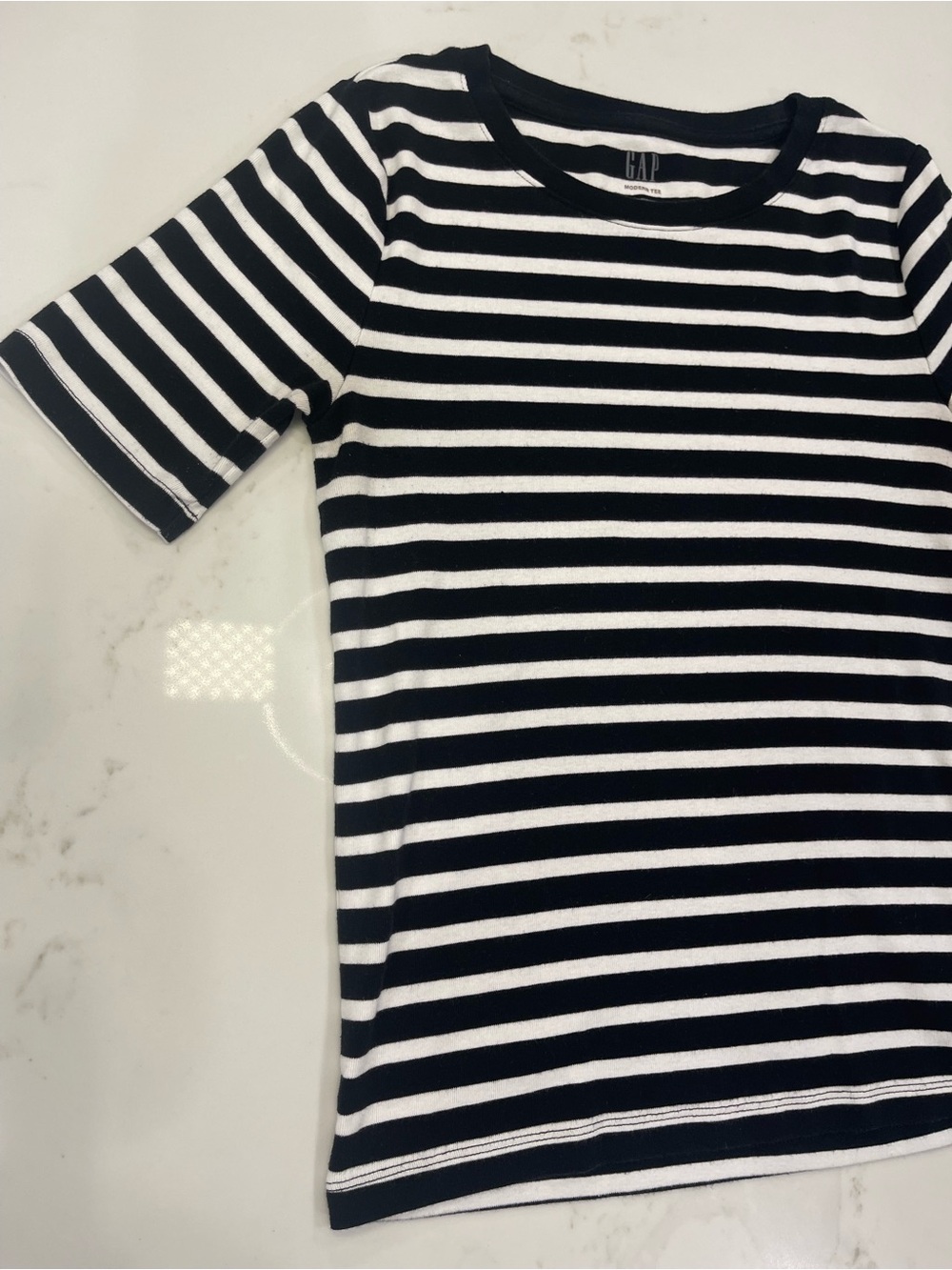 GAP Black & White Striped Short Sleeve “Modern Tee” - Women’s - Picture 2 of 11